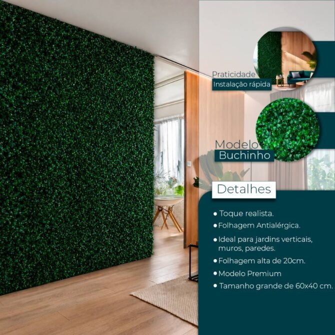Grama-Artificial-Jardim-Vertical-Parede-1 Decoração para Parede de Sala: 25 Ideias Lindas e Baratas para Transformar o Ambiente