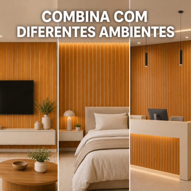 Painel-Ripado-Decoracao-3 Decoração para Parede de Sala: 25 Ideias Lindas e Baratas para Transformar o Ambiente