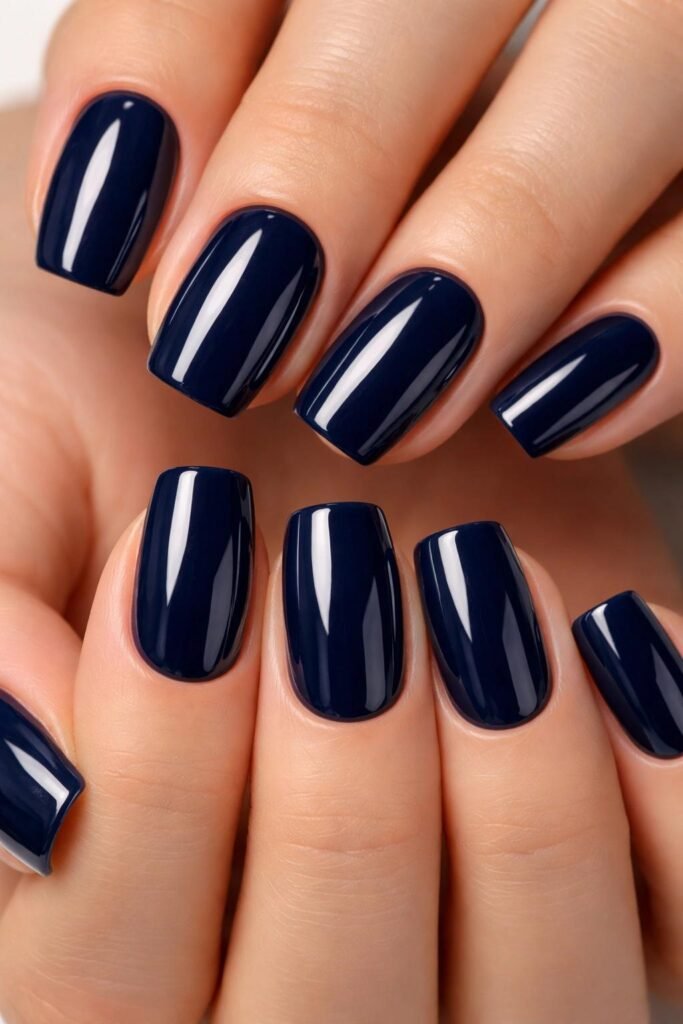 Unhas-azul-marinho-3-683x1024 Unhas Elegantes: 25 Inspirações Sofisticadas, Delicadas e Fáceis de Combinar