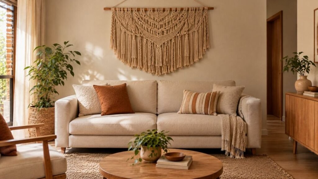 decoracao-para-parede-de-sala-Decore-com-tapecarias-e-arte-textil-1024x576 Decoração para Parede de Sala: 25 Ideias Lindas e Baratas para Transformar o Ambiente
