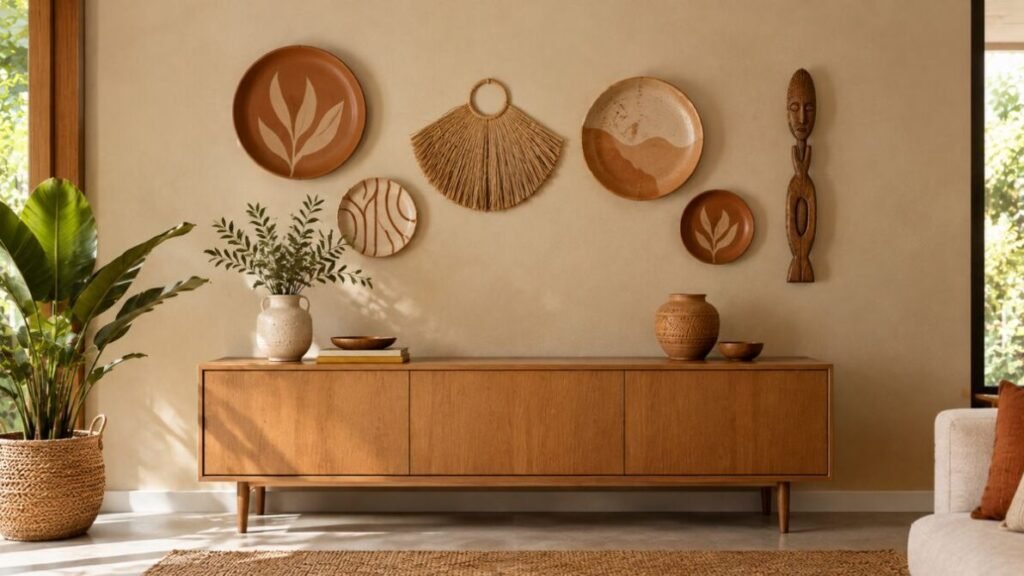 decoracao-para-parede-de-sala-objetos-artesanais-1024x576 Decoração para Parede de Sala: 25 Ideias Lindas e Baratas para Transformar o Ambiente