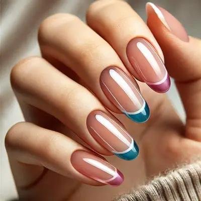 unhas-Francesinha-colorida-discreta-6 Unhas Elegantes: 25 Inspirações Sofisticadas, Delicadas e Fáceis de Combinar