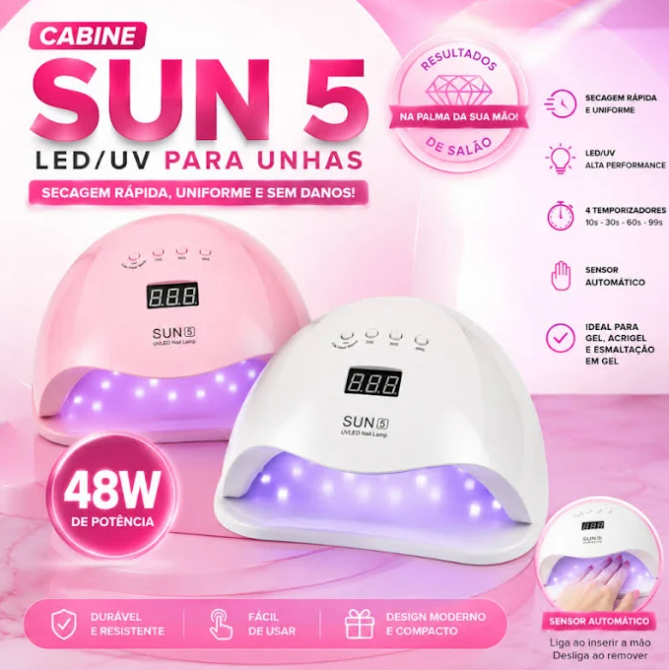 Cabine-Sun-5-LED-UV-48W Melhores Cabines UV LED para Unhas em Gel: 10 Opções para Fazer as Unhas em Casa