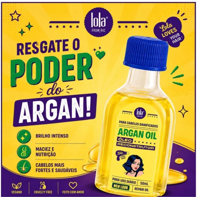Oleo-Capilar-Lola-Cosmetics-Argan-Oil-para-Nutricao-2 Óleo de Argan Reparador 50ml para Cabelos Secos, Ressecados e Danificados: Como Usar e Quais os Benefícios