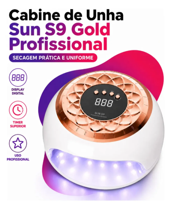 Sun-S9-Gold-Profissional-268W Melhores Cabines UV LED para Unhas em Gel: 10 Opções para Fazer as Unhas em Casa