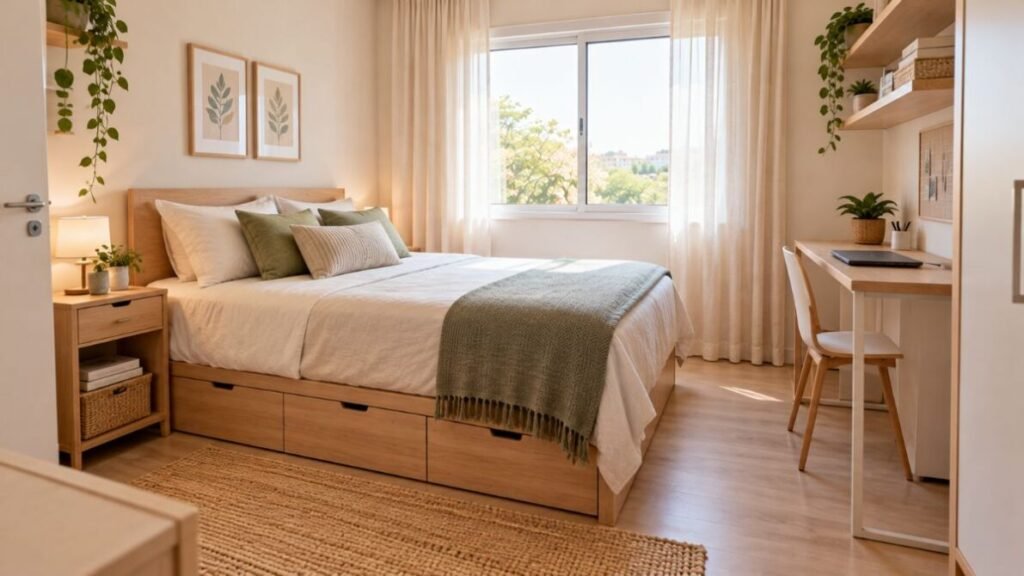 imagem-09-1024x576 Como Decorar Quarto Pequeno sem Gastar Muito: 10 Ideias Simples e Econômicas
