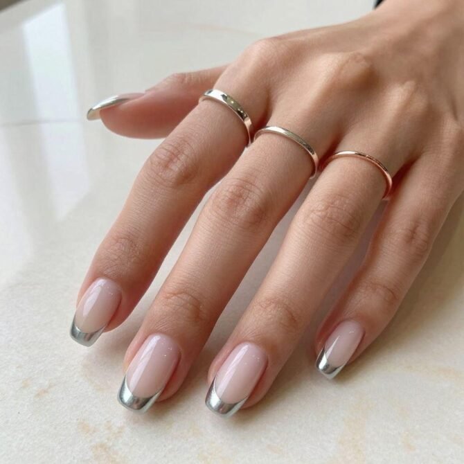 Francesinha-cromada-5 Unhas Francesinhas: 20 Ideias Elegantes para Usar em Diferentes Ocasiões