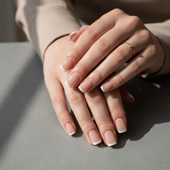 Francesinha-em-unhas-curtas-4 Unhas Francesinhas: 20 Ideias Elegantes para Usar em Diferentes Ocasiões