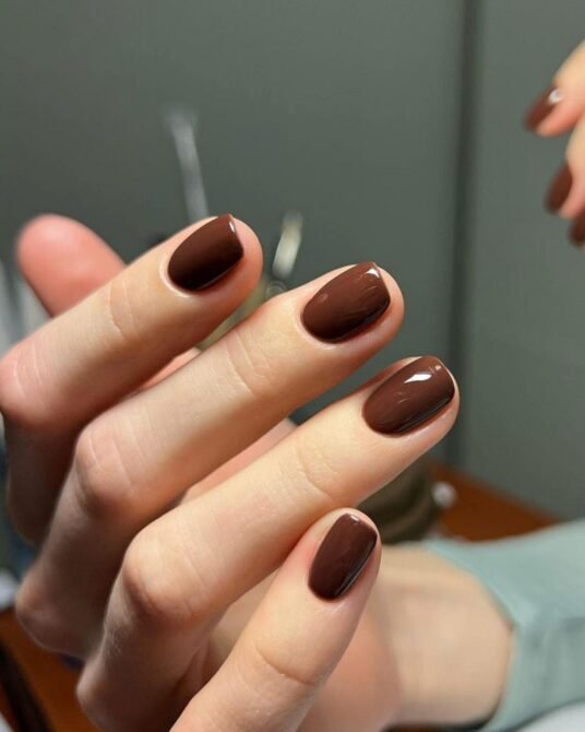 Unhas-curtas-marrons-1 Unhas Curtas: 20 Ideias Elegantes e Fáceis para se Inspirar
