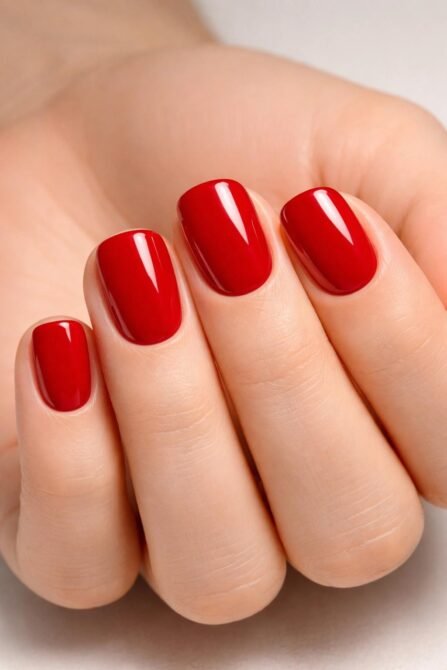 Unhas-curtas-vermelhas-1 Unhas Curtas: 20 Ideias Elegantes e Fáceis para se Inspirar